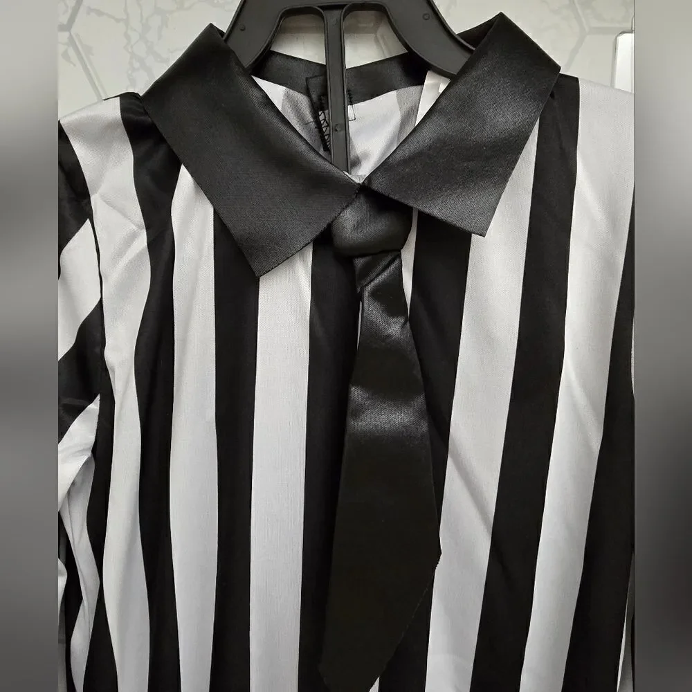 New Unisex Kid's boy / girl Beetlejuice Stripe Jumpsuit Halloween Costume